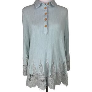 Soft Surroundings Jiada Gauze Tunic, 1X, Blue